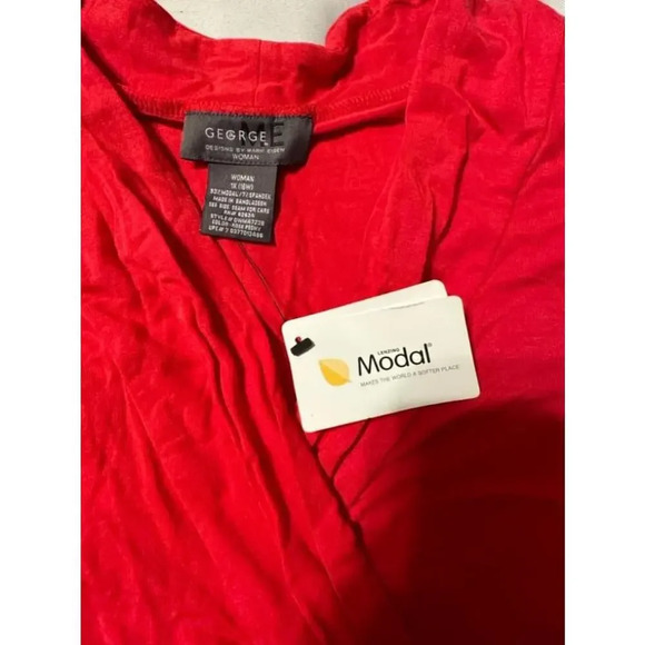 Women's George Red Short Sleeve V-Neck Top Size 1X 18W - Picture 3 of 5